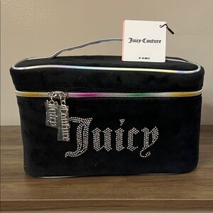 NWT Juicy Couture Black Velvet Cosmetic Train Case